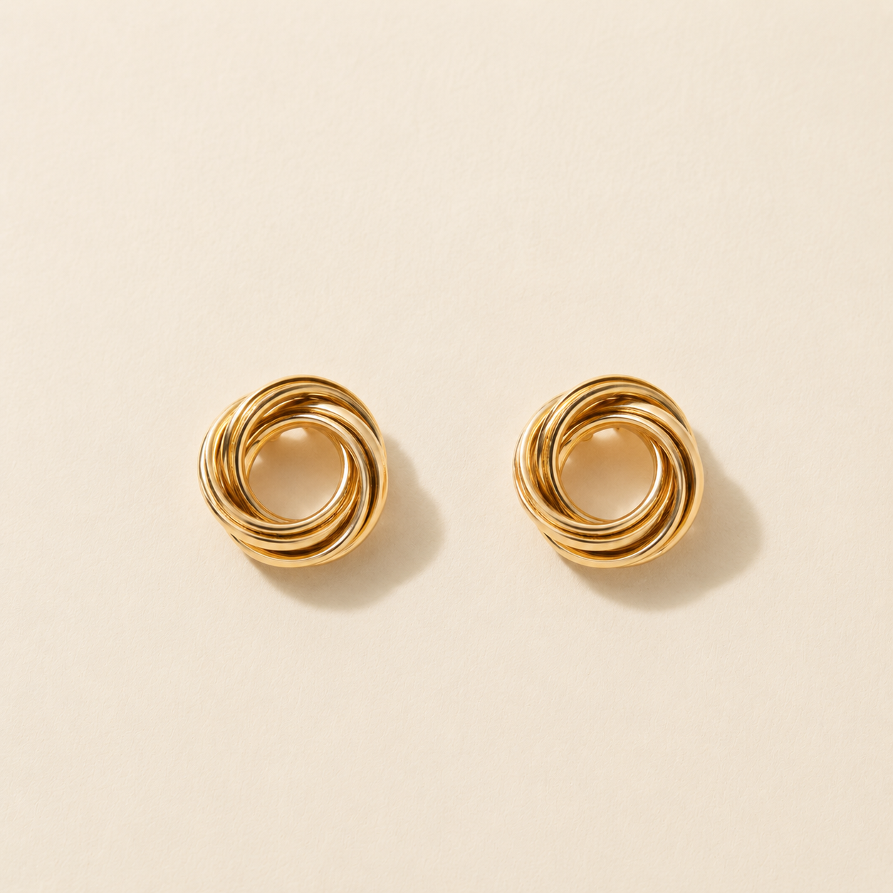 Gold Multi-Wire Interlocking Love Knot Stud Earrings