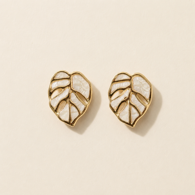 Gold Open-Work Monstera Leaf Stud Earrings