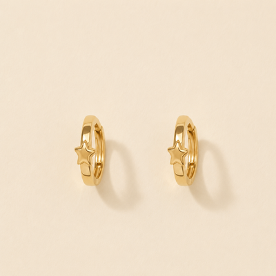 Gold Star Motif Mini Huggie Hoop Earrings