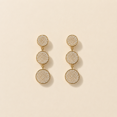Three-Tier Circular Pavé Pearl Dangle