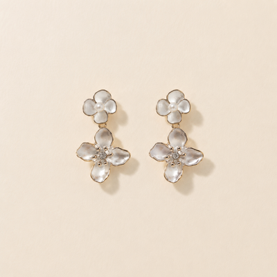 Double Tiered Translucent Acrylic Flower Drop Earrings