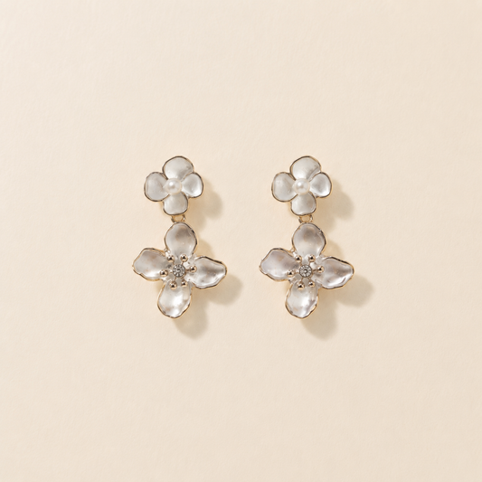 Double Tiered Translucent Acrylic Flower Drop Earrings