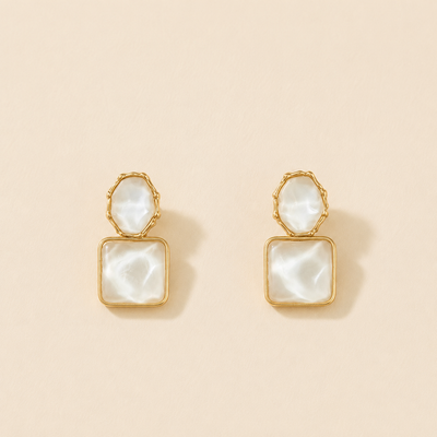 Geometric Mother-of-Pearl Textured Drop Earrings