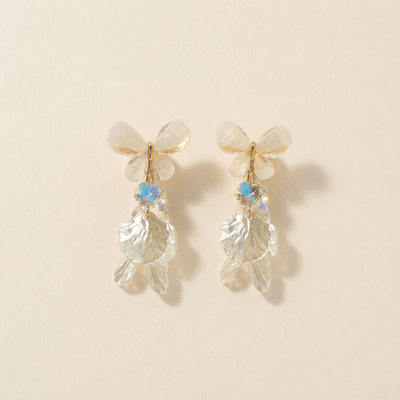 Iridescent Butterfly & Shell Drop Earrings