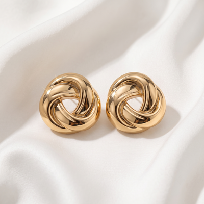Thick Gold Interlocking Love Knot Stud